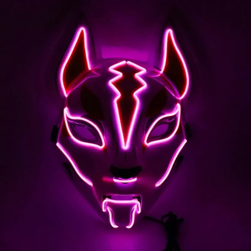 Neon LED Luminous Joker Mask with EL Wire - Halloween Carnival Costume Prop